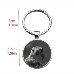 Hawk Head Silver Keychain